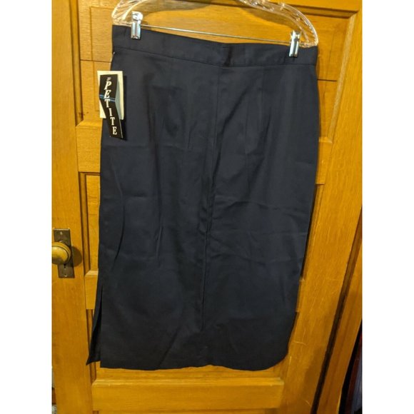 Bedford Fair Lifestyles Solid Blue Front Zip Fly Slit Skirt Size 16P Petite - Picture 5 of 7